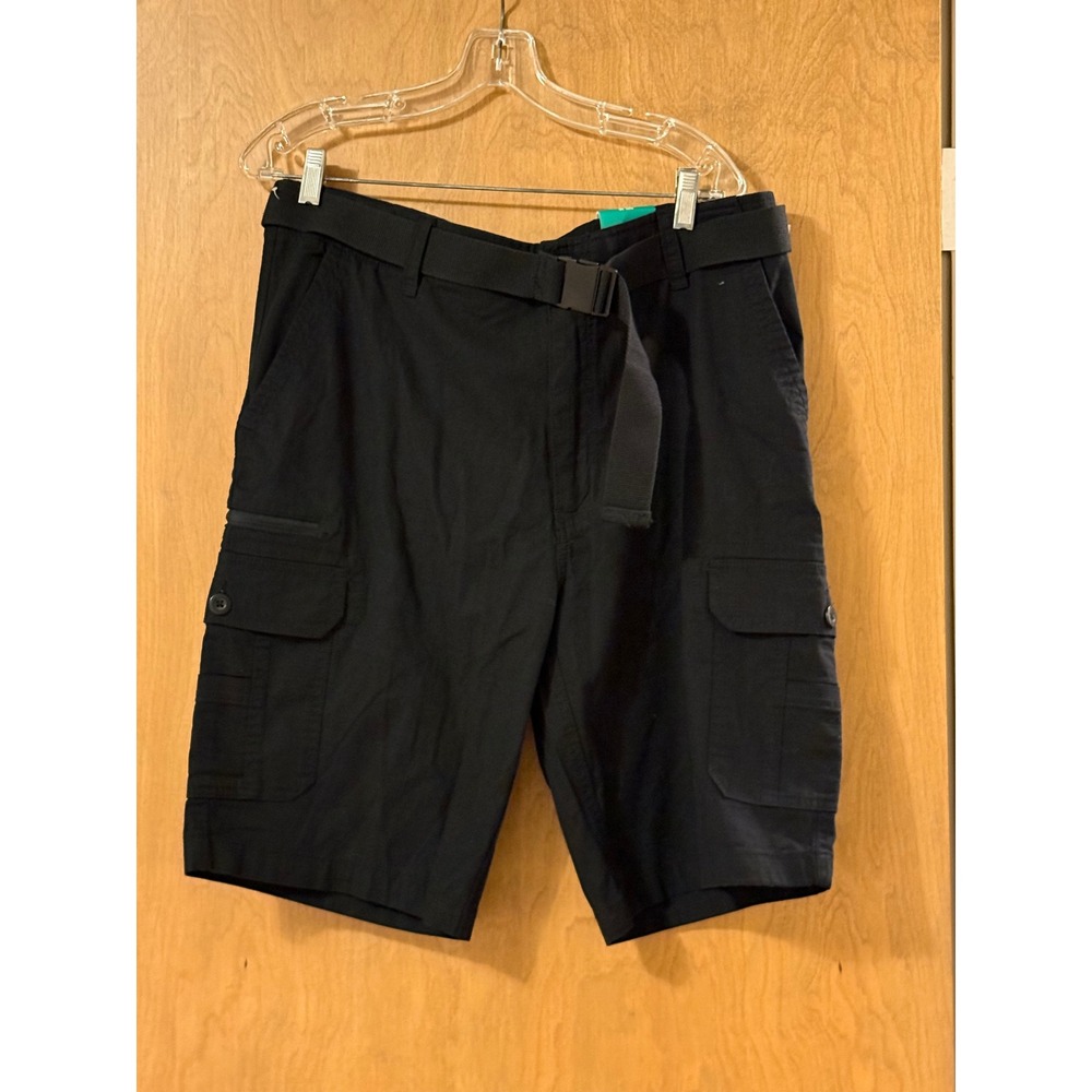 Wearfirst Mens Black Ripstop Cargo Shorts with Belt Size 38 Free Band Utility